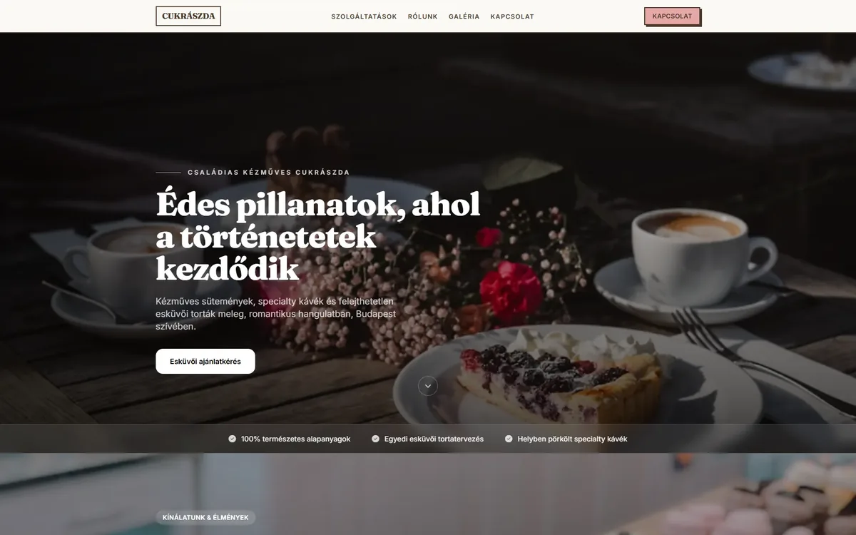 Cukrászda — AI által készített weboldal
